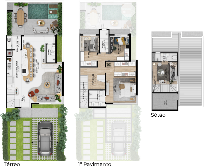 Planta Sobrado Living e Suíte Estendidos